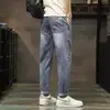 Jeans Casual Masculino 2026 Nova Coleção Primavera e Verão Cintura Elástica Slim Fit Versátil Calça Reta Masculina