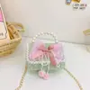 Bolsa para Niña Estilo Coreano Otoño e Invierno con Lazo Camelia Perla Portátil Encaje Encaje Bolsa Cruzada para Guardería