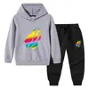 Nova coleção outono/inverno 2023 roupas infantis transfronteiriças conjunto de duas peças para bebê com capuz, suéter e calça, algodão, manga longa