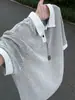 Camisa polo de manga corta para hombre, textura de escamas de dragón estilo americano, para verano, transpirable, corte holgado, camiseta elegante, estilo old money, manga corta