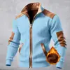 Ins2025 Otoño e Invierno Europeo y Americano Transfronterizo Nuevo Chaqueta Casual de Cremallera con Forro Polar de Textura de Combinación de Colores para Hombre