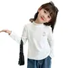 Camiseta de Manga Larga de Felpa para Niñas para Niños Medianos y Grandes Ropa Interior Cálida para Niños Estilo Coreano Moderna Top Elegante de Cuello Semi-Alto Tendencia