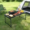 Mesa plegable grande para exteriores, mesa de camping portátil, mesa táctica de acero al carbono, mesa ligera multifuncional para camping y picnic