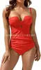 Traje de baño de una pieza para mujer Amazon Push-Up Cruzado Control de Barriga sin Tirantes de Soporte Adelgazante