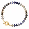 Pulseira Colorida de Pedras Naturais e Contas para Mulheres com Fecho Redondo, Estilo Artístico Vintage, Acessório para Presente de Celebração de Aniversário
