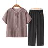Camiseta de Verano de Algodón y Lino de Manga Corta para Señoras de Mediana Edad y Mayores, Traje para Madre, Nuevo Estilo de Verano, Moda y Cómodo para Personas Mayores