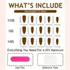 30 Piezas de Uñas Portátiles con Estampado de Leopardo Más Vendidas Transfronterizas con Forma de Almendra Francesa Doradas con Puntas de Uñas Artísticas Florales 3D Exquisitas Hechas a Mano