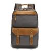 Mochila para Hombre de Viaje Mochila para Computadora Estudiante Retro Bolsa de Libros de Viaje Lona con Cera de Abeja con Cuero Superior
