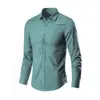 Camisa Nova Estilo Verão Masculina Cor Sólida Simples Estilo Europeu e Americano Tendência Slim Fit Camisa de Manga Longa Masculina Top