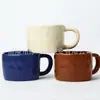 *Nuevo 0048* 9.5*6.7cm 330ml *Taza Martillada*Taza de Forma Especial*Taza de Café con Patrón de Ola*Cerámica