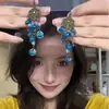 El Azul Debe Ser el Color de Mi Destino~ Pendientes Étnicos Retro de Gama Alta con Borla Azul para Mujer