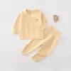 Conjunto de Ropa Interior para Bebé, Ropa de Otoño para Niños de Terciopelo de Leche, Ropa para Niños y Niñas, Ropa de Dormir Base para Bebés para Otoño e Invierno