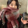 Cachecol de Inverno 2026 para Mulheres, Quente de Inverno Novo Estilo Franja Cor Sólida Versão Coreana Cachecol Quente de Faux Cashmere Uso Duplo Cachecol de Pescoço