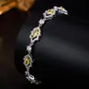Pulsera de Hoja con Zirconia Amarilla Cruz Completa Lujo Ligero Sensación de Alta Gama Noble Versátil Sentido de Diseño de Nicho Joyería de Mano Exquisita Femenina