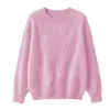 Novedades para Otoño/Invierno 26: Suéter básico de polar con cuello redondo, jersey de polar de cachemira de seda de mora, suéter de lana de corte holgado