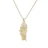 Aogu Producto Nuevo Transfronterizo Nicho Lujo Chapado en Cobre Oro de 18 Quilates Incrustado Circonita Colgante Collar Bastón del Santo Padre Joyería Personalizada