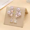 Pendientes de borla de perlas con adornos de diamantes, simples, elegantes, de lujo ligero, para mujer, únicos y exquisitos, elegantes y versátiles