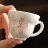 Xícara de chá de cerâmica com flor de cerejeira pintada à mão, conjunto de chá kung fu estilo japonês, xícara individual, xícara do mestre, xícara de degustação