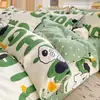 Conjunto de Quatro Peças de Algodão Puro Escovado Desenho Animado Lençol Capa de Edredom Conjunto de Três Peças para Dormitório de Estudante Presente Atacado 4 Pode Ser Usado para Dormir Nu Minimalista