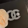 Broche de cristal de lujo ligero de alta gama para mujer, pasador de corsage simple y moderno, accesorios para ropa, broche de perlas, fabricantes mayoristas