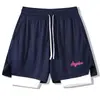 Pantalones Cortos a la Rodilla Estilo Americano para Hombre Baloncesto Entrenamiento Falso Dos Piezas Deportivos Correr Fitness Sueltos Modernos Pantalones Verano