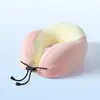 Almohada portátil en forma de U de espuma viscoelástica, almohada de viaje para el cuello, almohada con caja de almacenamiento para avión, almohada de soporte para el cuello, almohada cervical, almohada en forma de U