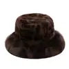 Otoño Invierno 2026 Nuevo Sombrero de Piel para Mujer Estilo Europeo Americano Piel Sintética de Zorro Piel de Visón Patchwork Felpa Estampado de Leopardo Sombrero de Pescador Transfronterizo