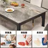 Mesa de jantar em pedra, estilo luxo leve, design moderno e minimalista, adequada para apartamentos pequenos, conjunto de mesa e cadeiras de jantar, mesa de jantar retangular de ferro forjado