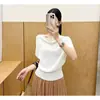 Estilo Delicado e Elegante, Suéter de Tricô Justo para Mulheres, Novo Top Slimming de Manga Curta Estilo Francês para Primavera e Verão
