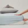 Sábana bajera de algodón puro de 100 hilos, protector de colchón de color liso simple, funda de cama a prueba de polvo de una sola pieza que cubre toda la cama