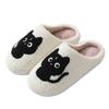 Novo Halloween Bonito Dos Desenhos Animados Gato Preto Quente Chinelos De Algodão De Inverno Para Homens E Mulheres Casal Casa Chinelos De Algodão Indoor