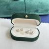 Oro de 18k 7-8mm agua dulce akoya aretes de bulbo pequeño luz fuerte simple liso aretes de clavo perla verano plata esterlina