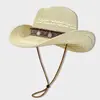 Sombrero de Paja Estilo Étnico para Mujer, Sombrero de Vaquero Occidental, Sombrero de Protección Solar para Fotografía de Viajes, Sombrero de Ala Ancha de Verano