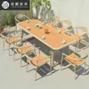 Mesa y Sillas para Terraza de Villa al Aire Libre Silla de Mimbre para Patio Combinación de Mesa de Té Comedor al Aire Libre de Ocio Protección Solar Impermeable Juego de Mesa Larga