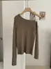 Suéter de Punto KEKEZOON con Cuello Retorcido de Doble Botonadura para Mujer 2026 Nuevo Estilo Puro Deseo Principios de Otoño Camiseta Básica 8976