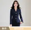 Atacado transfronteiriço de conjunto de duas peças novo para outono e inverno: blazer profissional marrom com decote V e mangas compridas e calça pantalona feminina