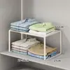 Prateleira organizadora retrátil para guarda-roupa, ferramenta economizadora de espaço para armário de roupas, prateleira divisória deslizante, sapateira