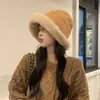 Chapéu Feminino Moda Inverno Quente Espessado Forrado com Lã Chapéu de Lã para Exterior Estudante Pelúcia Outono e Inverno Ciclismo Versátil Pesca