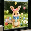 Coelho de Desenho Animado de Páscoa Ovos de Páscoa Enfeites Adesivos Estáticos para Porta de Vidro Janela Flores Decoração de Ambiente Restaurante