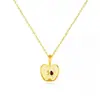Collar Colgante de Manzana Dorada Cortada Estilo Vintage Lujo Ligero para Mujer, Cadena de Suéter Exquisita Simple de Nicho de Gama Alta Diseño Starburst