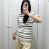 Pedido Diário ~ Roupa Masculina/Roupa Feminina Verão 2024 Camiseta Listrada de Secagem Rápida Tops de Manga Curta Podem Ser Usados por Homens e Mulheres 469054