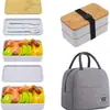 Conjunto de Tampas de Bambu Amazon Marmita Caixa Bento Compartimento Marmita Transfronteiriça Estudante Portátil Marmita Marmita Bolsa de Almoço