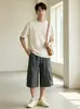 Pantalones de trabajo cropped con cintura de color block y múltiples bolsillos para hombre, Pantalones casuales tipo jogger rectos ligeros de verano para mujer