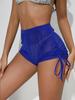 507# Nuevo Transfronterizo Europeo y Americano Malla Transparente Cintura Alta Elástico Casual Shorts Shorts Deportivos Bikini de Mujer
