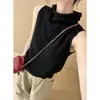 Chaleco de Punto con Cuello Alto para Mujer 2026 Otoño Nuevo Estilo Coreano Ropa Exterior Casual Ajustado Prenda Interior Top sin Mangas