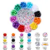 Cuentas de Vidrio Semilla de Color Sólido, Cuentas con Letras, Borlas, Set Combinado de 12 Colores, Cuentas de Vidrio, Accesorios para Joyería DIY