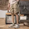 2025 Nuevos Pantalones Cortos Casuales para Hombre Verano Modernos Delgados Retro Negros de Cinco Puntos Pantalones Cargo Americanos Desgastados