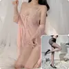 Camisón Sexy Puro Deseo Transparente Tentación Pijamas para Mujer Malla Transparente Encaje Tirantes Camisón Coqueto Conjunto para Estar en Casa