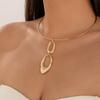 Qiaojin Europeo y Americano Elegante Geométrico Metal Brillante Apertura de Resorte Brazalete Collar Femenino Punk Simple Collar Gargantilla