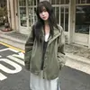 Chaqueta de trabajo coreana chic de otoño nueva, corte holgado, hombros caídos, cordón, estilo vintage, desgastada, cuello alto, para mujer